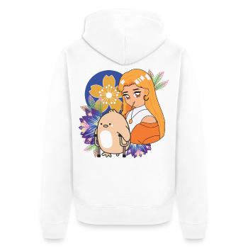Anime Girl and Bird with Crutches Art - Unisex Premium Organic Zip Hoodie - white - Back - Thijin (182cm)