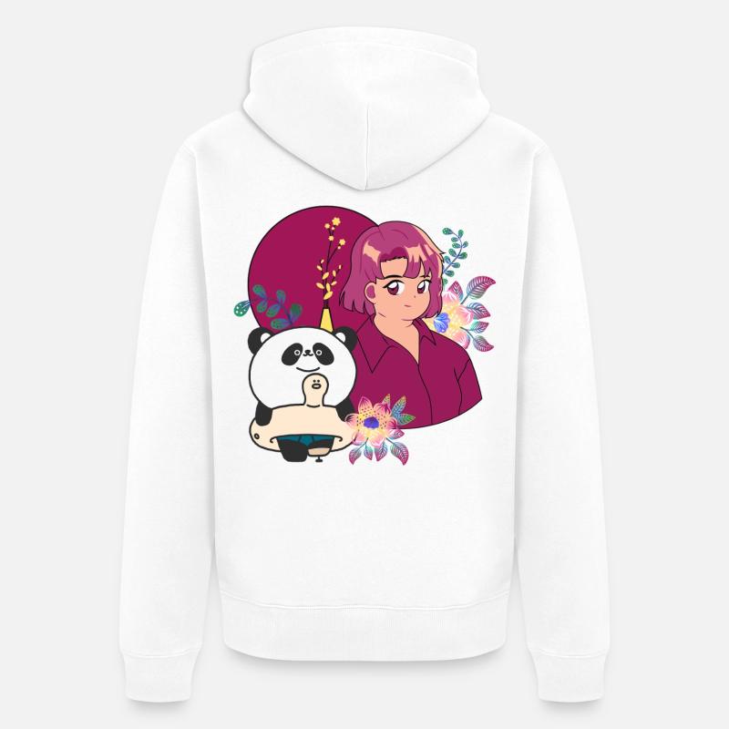 Kawaii Panda & Prothèse d’été - Veste à capuche bio Premium Unisexe - blanc
