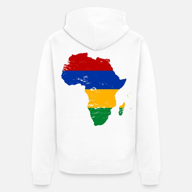 Drapeau Maurice Afrique - Veste à capuche bio Premium Unisexe - blanc