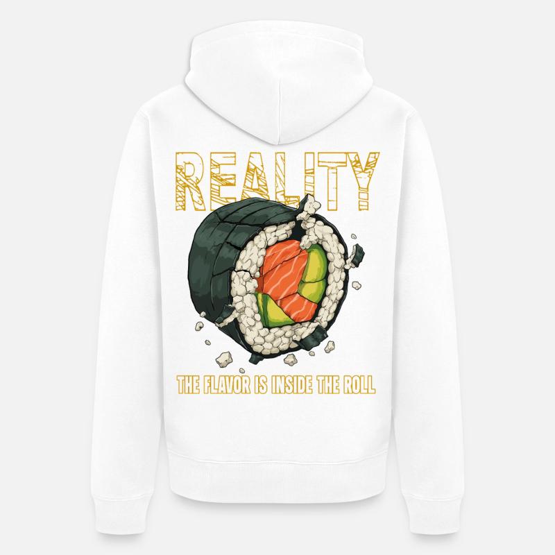 Sushi Roll Reality Innerer Geschmack - Unisex Premium Bio Zip Hoodie - Weiß