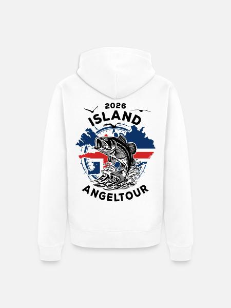 Island Angeltour 2026 Geschenk - Unisex Premium Bio Zip Hoodie - Weiß