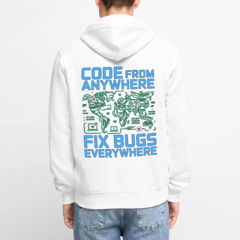 Remote Developer Code From Anywhere Remote Tech Unisex Premium Bio Zip Hoodie