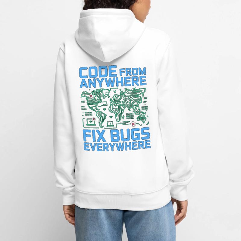 Remote Developer Code From Anywhere Remote Tech Unisex Premium Bio Zip Hoodie