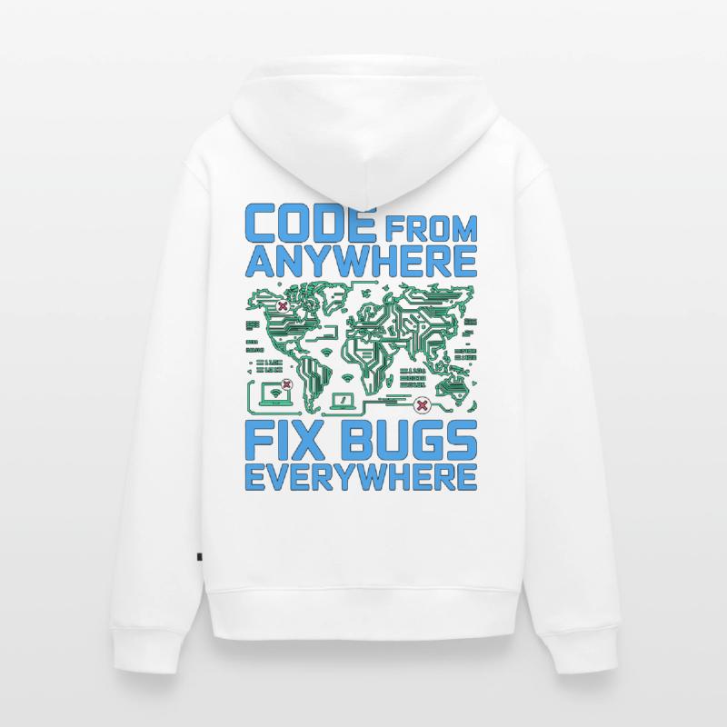 Remote Developer Code From Anywhere Remote Tech Unisex Premium Bio Zip Hoodie