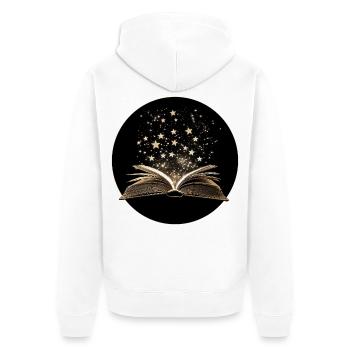 Livre avec des étoiles - Veste à capuche bio Premium Unisexe - blanc - Dos - Thijin (182cm)