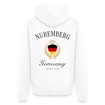 Nürnberg Wappen Krone – Franken Reise Souvenir - Unisex Premium Bio Zip Hoodie - Weiß - Hinten - Thijin (182cm)