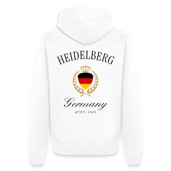 Heidelberg Wappen Krone – Reise Souvenir - Unisex Premium Bio Zip Hoodie - Weiß - Hinten - Thijin (182cm)