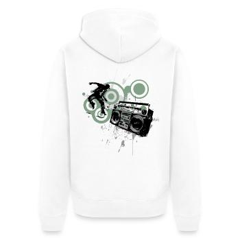 Boombox Graffiti Retro Circles Frutiger Metro - Unisex Premium Organic Zip Hoodie - white - Back - Thijin (182cm)
