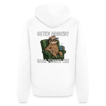 Guten Morgen Ganz Dünnes Eis Faultier im Sessel - Unisex Premium Bio Zip Hoodie - Weiß - Hinten - Thijin (182cm)