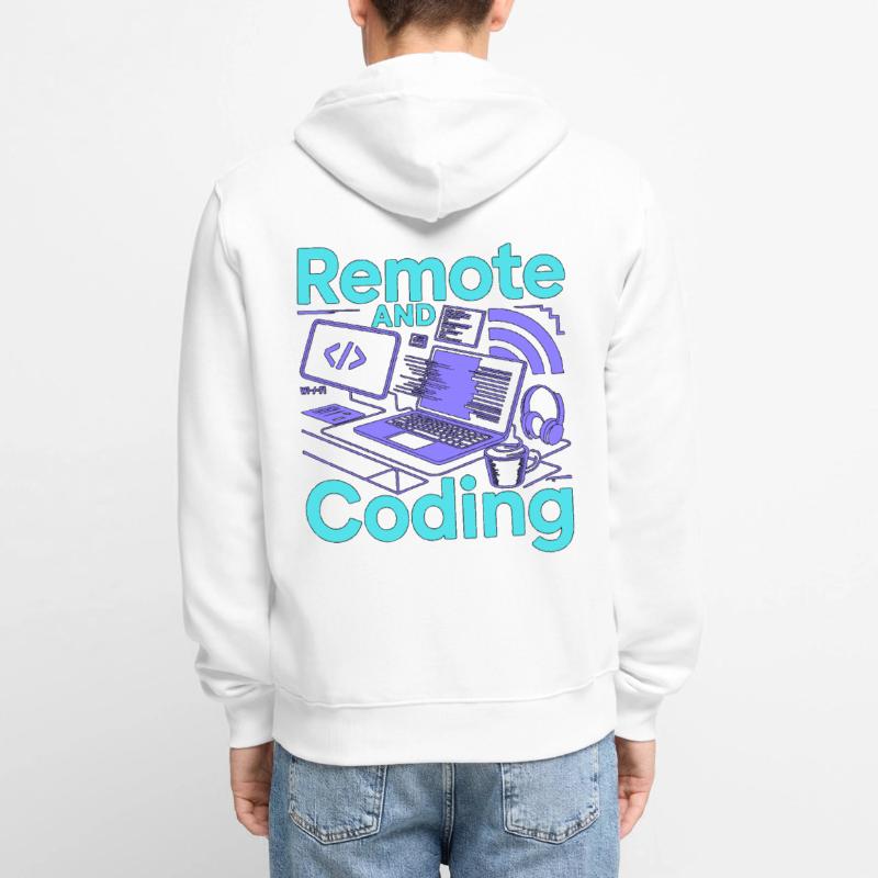 Remote Developer Remote And Coding Web Programmer Unisex Premium Bio Zip Hoodie