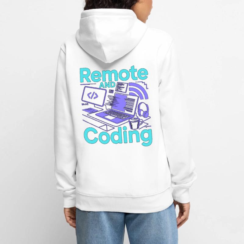 Remote Developer Remote And Coding Web Programmer Unisex Premium Bio Zip Hoodie
