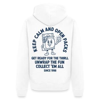 Keep Calm And Open Packs Collect Em All Trading - Unisex Premium Organic Zip Hoodie - white - Back - Thijin (182cm)
