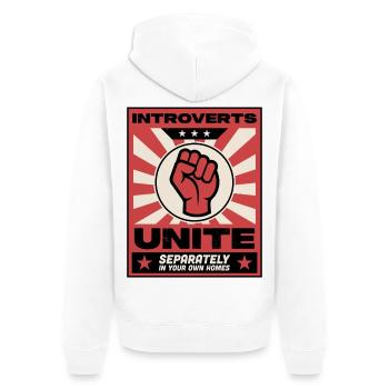 Introvertierte schließen sich zusammen - Unisex Premium Bio Zip Hoodie - Weiß - Hinten - Thijin (182cm)