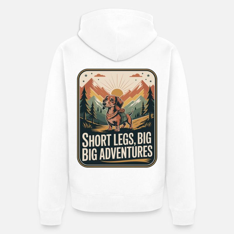 Wander Dackel - Unisex Premium Bio Zip Hoodie - Weiß