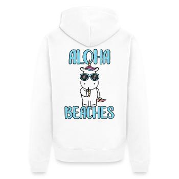 Cool Unicorn Beach Vacation Summer Aloha Beaches - Unisex Premium Organic Zip Hoodie - white - Back - Thijin (182cm)