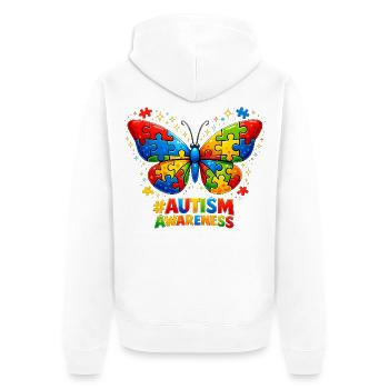 Autismus-Schmetterlings-Farbpuzzle-Geschenk - Unisex Premium Bio Zip Hoodie - Weiß - Hinten - Thijin (182cm)