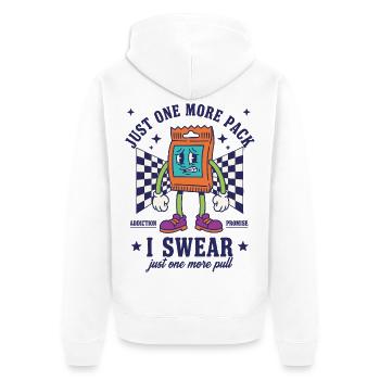 Nur noch ein Pack, ich schwöre, Sammelkartensucht - Unisex Premium Bio Zip Hoodie - Weiß - Hinten - Thijin (182cm)