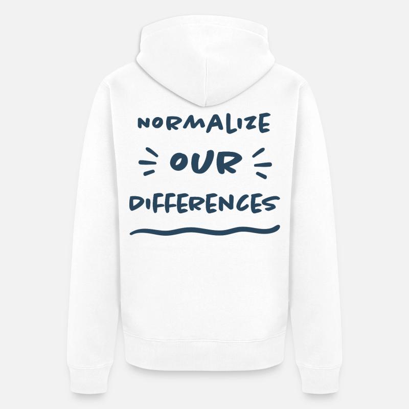 Normalize our Differences - Inclusion - Unisex Premium Organic Zip Hoodie - white