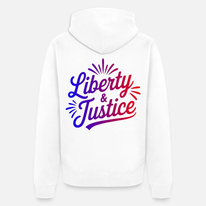 Liberté & Justice Imprimé - Veste à capuche bio Premium Unisexe - blanc