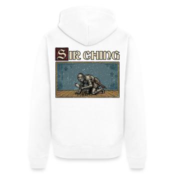 Das war ein bisschen lustig von My Liege Ren Faire - Unisex Premium Bio Zip Hoodie - Weiß - Hinten - Thijin (182cm)