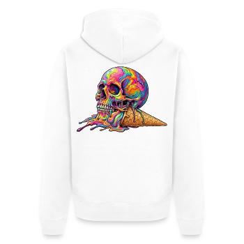 Cream Skull - Unisex Premium Bio Zip Hoodie - Weiß - Hinten - Thijin (182cm)