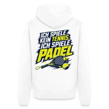 Ich spiele Padel, kein Tennis - Unisex Premium Bio Zip Hoodie - Weiß - Hinten - Thijin (182cm)