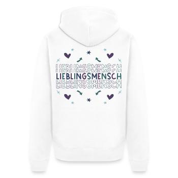Lieblingsmensch - Herzensmensch - Herzmensch - Unisex Premium Bio Zip Hoodie - Weiß - Hinten - Thijin (182cm)