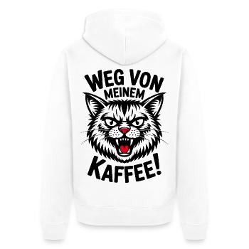 Weg von meinem Kaffee zornige Katze - Unisex Premium Bio Zip Hoodie - Weiß - Hinten - Thijin (182cm)