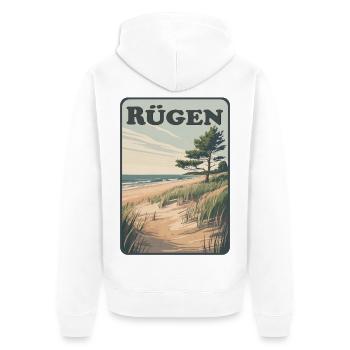 Rügen - Unisex Premium Bio Zip Hoodie - Weiß - Hinten - Thijin (182cm)