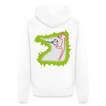 Kickschuss Fußballer Stürmer - Unisex Premium Bio Zip Hoodie - Weiß - Hinten - Thijin (182cm)
