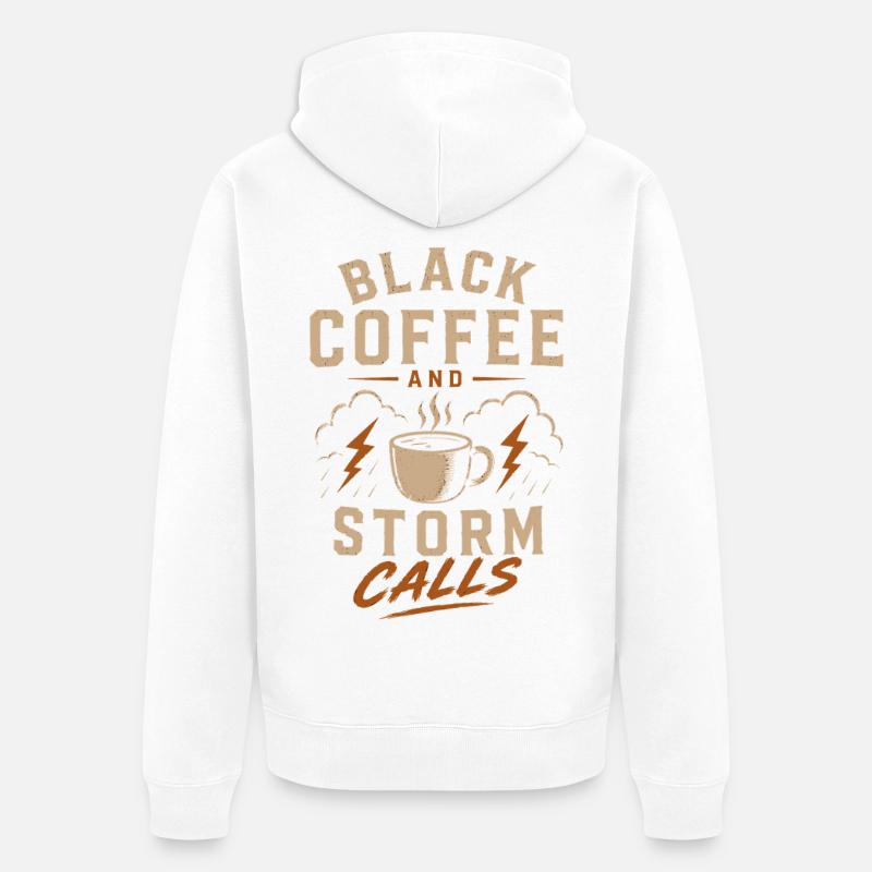 Lineman Strom Schwarzer Kaffee Und Sturm - Unisex Premium Bio Zip Hoodie - Weiß