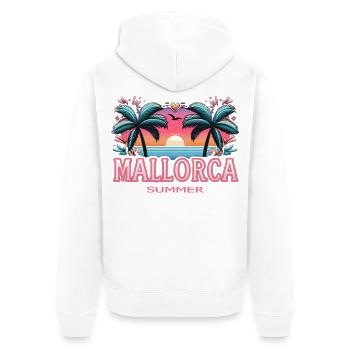 Mallorca - Unisex Premium Bio Zip Hoodie - Weiß - Hinten - Thijin (182cm)