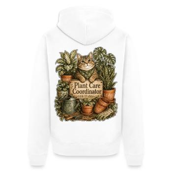 Plant Care Coordinator Katze - Unisex Premium Bio Zip Hoodie - Weiß - Hinten - Thijin (182cm)
