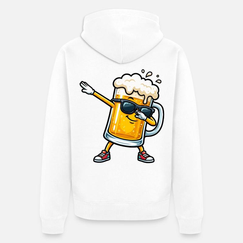 Tamponner la chope de bière - Veste à capuche bio Premium Unisexe - blanc