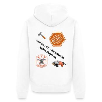 Mechaniker Stempelwerkstatt Vintage-Design - Unisex Premium Bio Zip Hoodie - Weiß - Hinten - Thijin (182cm)