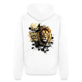 Leo Motivation Leader Saying - Unisex Premium Organic Zip Hoodie - white - Back - Thijin (182cm)