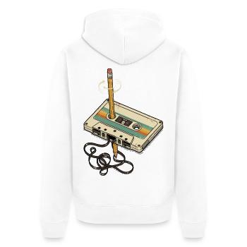 Kassette 90er Jahre Outfit 80er Party 90s Motto - Unisex Premium Bio Zip Hoodie - Weiß - Hinten - Thijin (182cm)