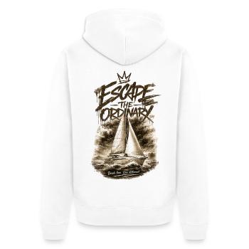 Segelboot Flucht aus dem Gewöhnlichen - Unisex Premium Bio Zip Hoodie - Weiß - Hinten - Thijin (182cm)