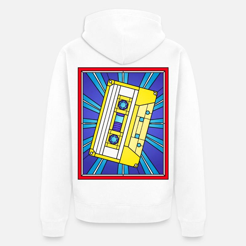 Illustration de cassette en vitrail - Veste à capuche bio Premium Unisexe - blanc
