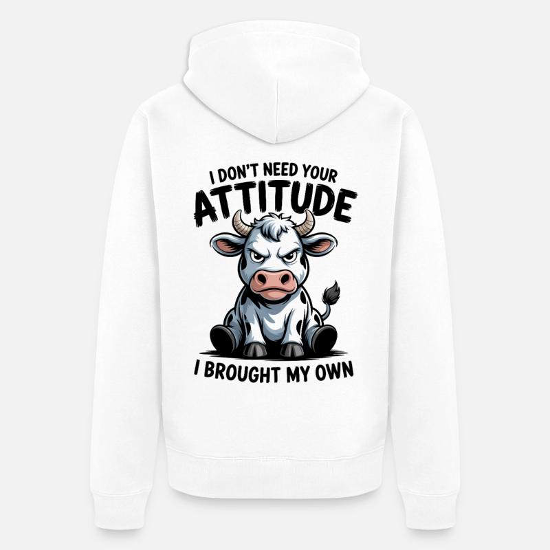 Attitude de vache : expression - Veste à capuche bio Premium Unisexe - blanc