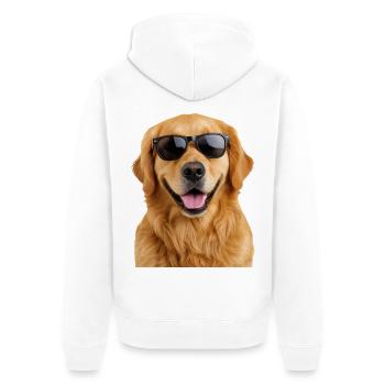 Golden Retriever cool avec des lunettes de soleil - Veste à capuche bio Premium Unisexe - blanc - Dos - Thijin (182cm)
