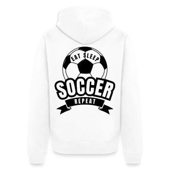EAT SLEEP SOCCER REPEAT  - Unisex Premium Organic Zip Hoodie - white - Back - Thijin (182cm)