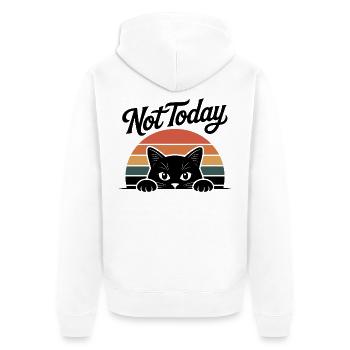 Cats Retro Silhouette Not Today - Unisex Premium Organic Zip Hoodie - white - Back - Thijin (182cm)