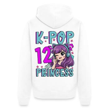 Princesse K-Pop Anniversaire de 12 ans - Veste à capuche bio Premium Unisexe - blanc - Dos - Thijin (182cm)