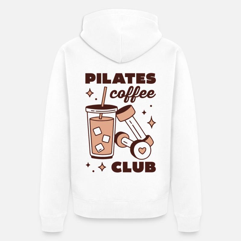 Pilates-Eiskaffee-Latte-Mädchen-Ästhetik - Unisex Premium Bio Zip Hoodie - Weiß