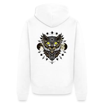 Owl in tattoo design - Unisex Premium Organic Zip Hoodie - white - Back - Thijin (182cm)