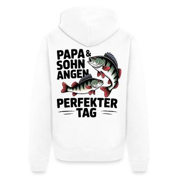 Papa und Sohn angeln zusammen - Unisex Premium Bio Zip Hoodie - Weiß - Hinten - Thijin (182cm)