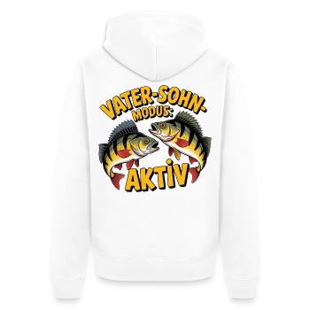 Papa und Sohn angeln zusammen - Unisex Premium Bio Zip Hoodie - Weiß - Hinten - Thijin (182cm)