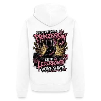 Prinzessin der Lederkombi – Motorrad Queen - Unisex Premium Bio Zip Hoodie - Weiß - Hinten - Thijin (182cm)