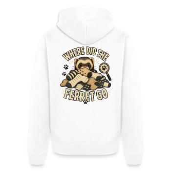 WHERE DID THE FERRET GO - Unisex Premium Bio Zip Hoodie - Weiß - Hinten - Thijin (182cm)